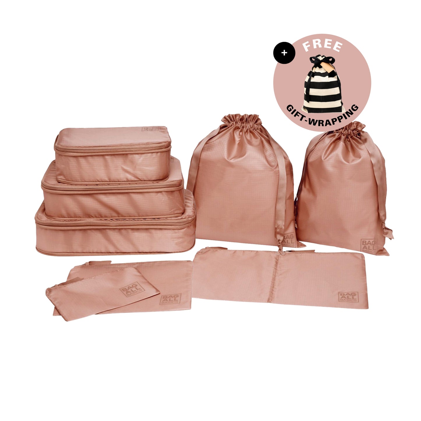 Set aus Kompressionswürfeln und Packbeuteln, 8er-Pack, Pink/Blush