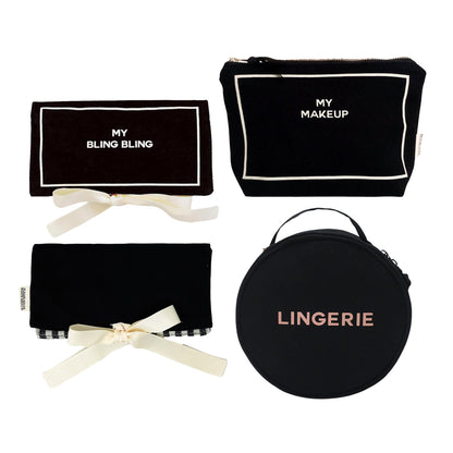 Les pochettes préférés pour elle, Set de 3 noir - Coffret cadeau - Bag-all France