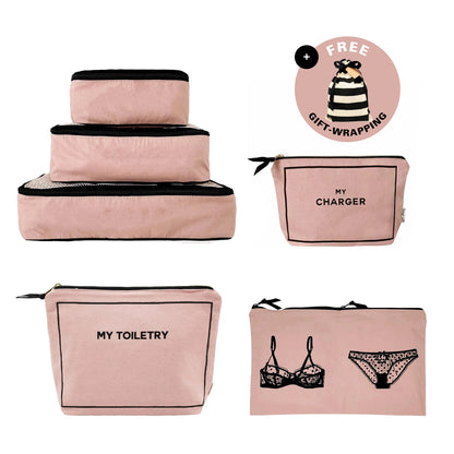 Weekend Essential Packing Set 4-Pack, Pink/Blush