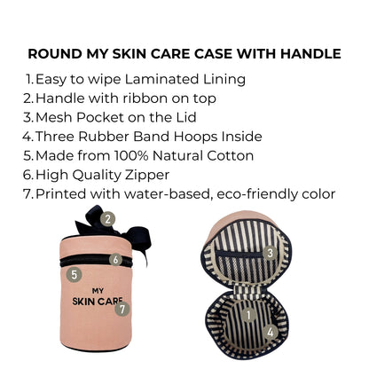 Round Skin Care Case with Handle, Pink/Blush | Bag-all