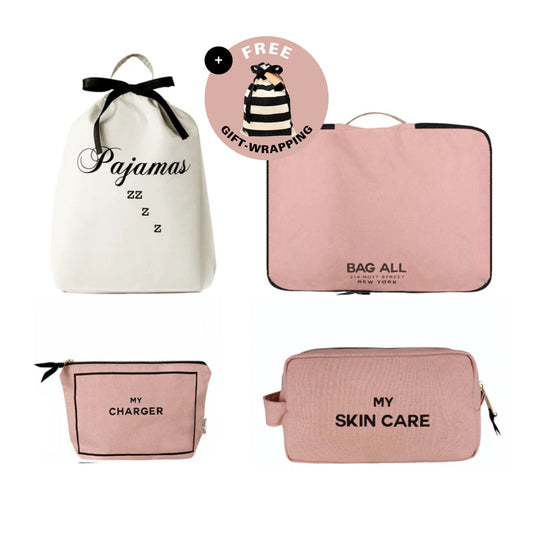 Essentials Getaway 4-Pack : Sommeil, Peau, Tech & Pack, Rose/Blush