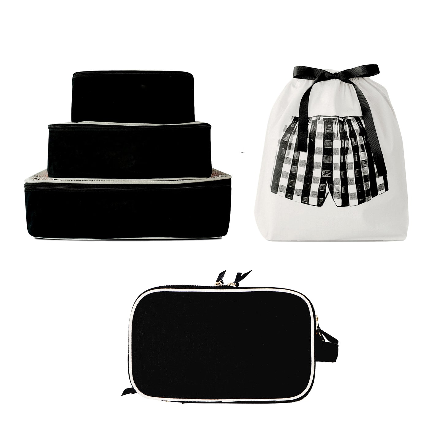 Men’s Classic Travel Gift Set, 5-Pack Packing Cubes & Toiletry Organizers, Black