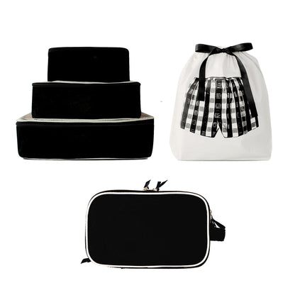 Men’s Classic Travel Gift Set, 5-Pack Packing Cubes & Toiletry Organizers, Black