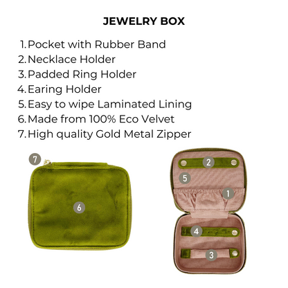 Cute Jewelry Box, Monogrammable, Green Recycled Velvet | Bag-all