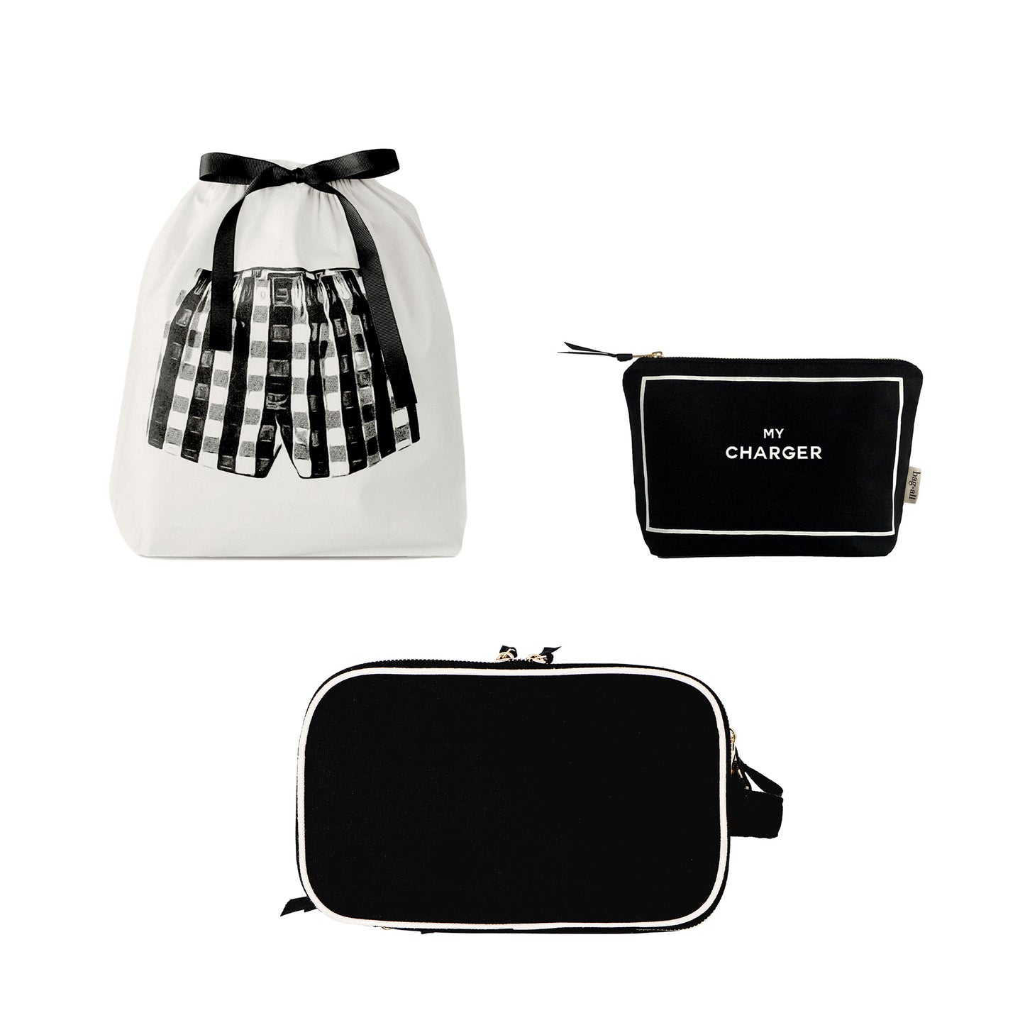 Men’s Essentials Gift Set, 3-Pack Toiletry, Tech & Travel Organizers, Black