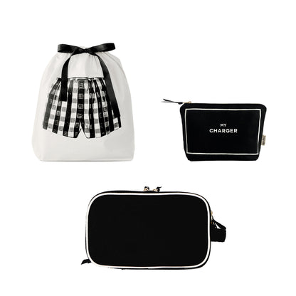 Men’s Essentials Gift Set, 3-Pack Toiletry, Tech & Travel Organizers, Black