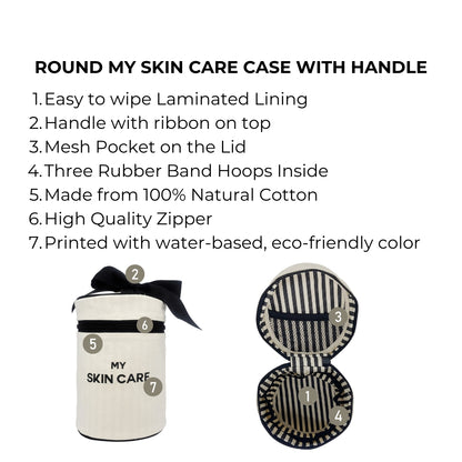 Round Skin Care Case with Handle, Cream | Bag-all