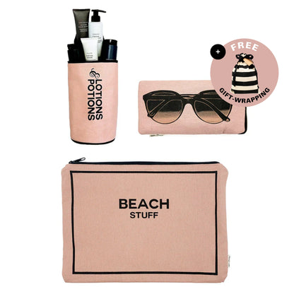 Stilvolles Strand-Essential-Set, 3er-Pack, Pink/Blush