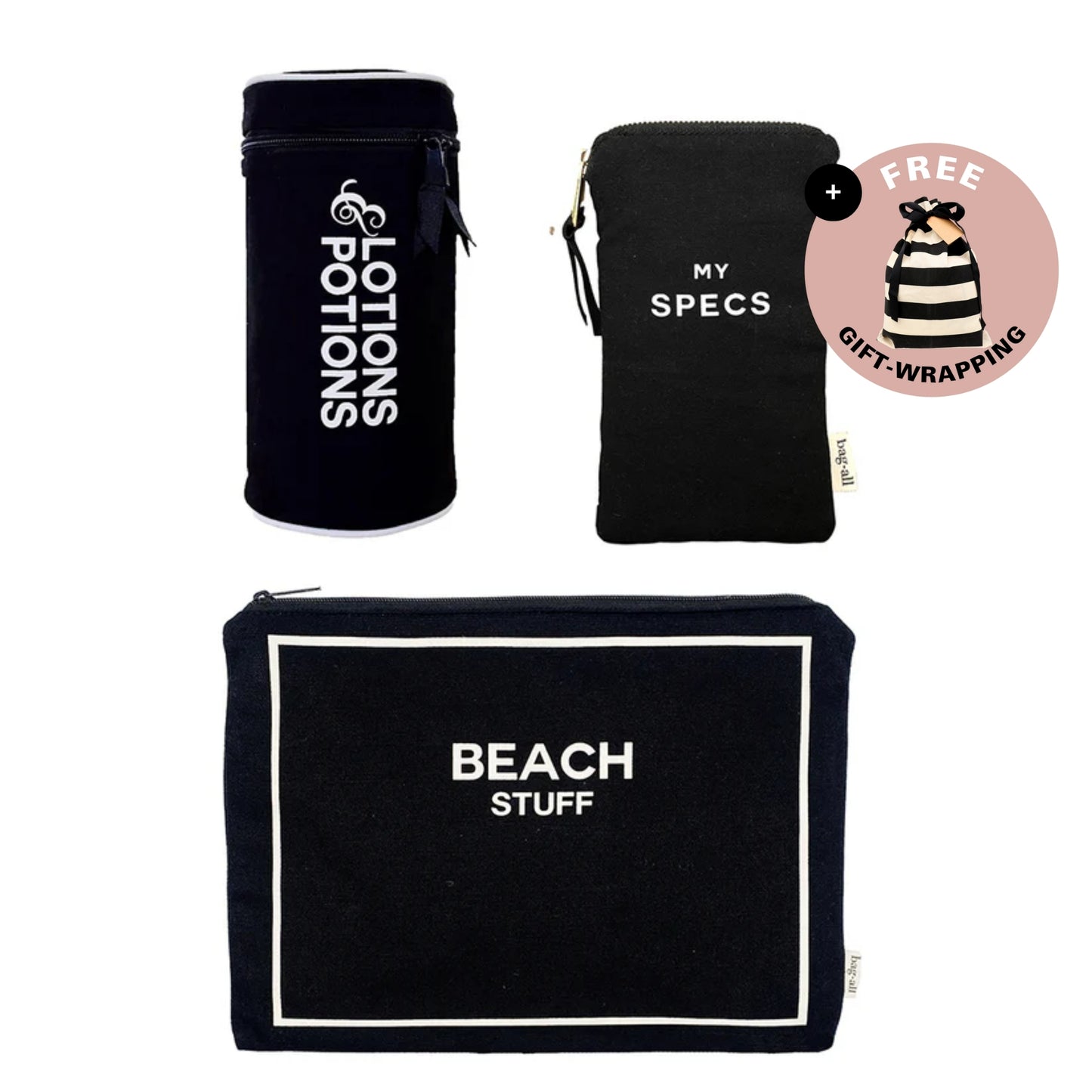 L'essentiel pour la plage, Set de 3, Noire