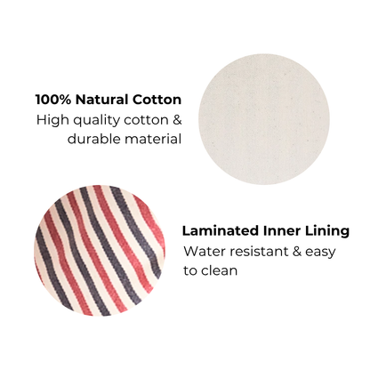 Bag-all cream makeup bag made of 100% natural cotton with laminated water-resistant inner lining for easy cleaning