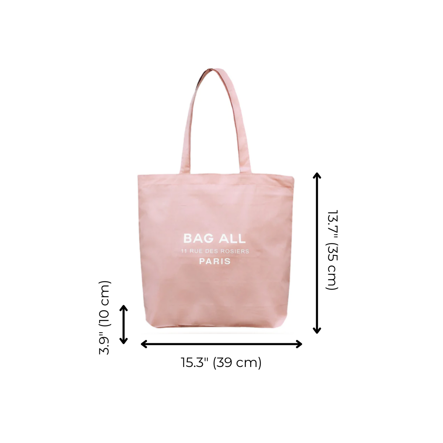 Paris Le Marais Tote with Zipper and Inside Pocket, Pink/Blush