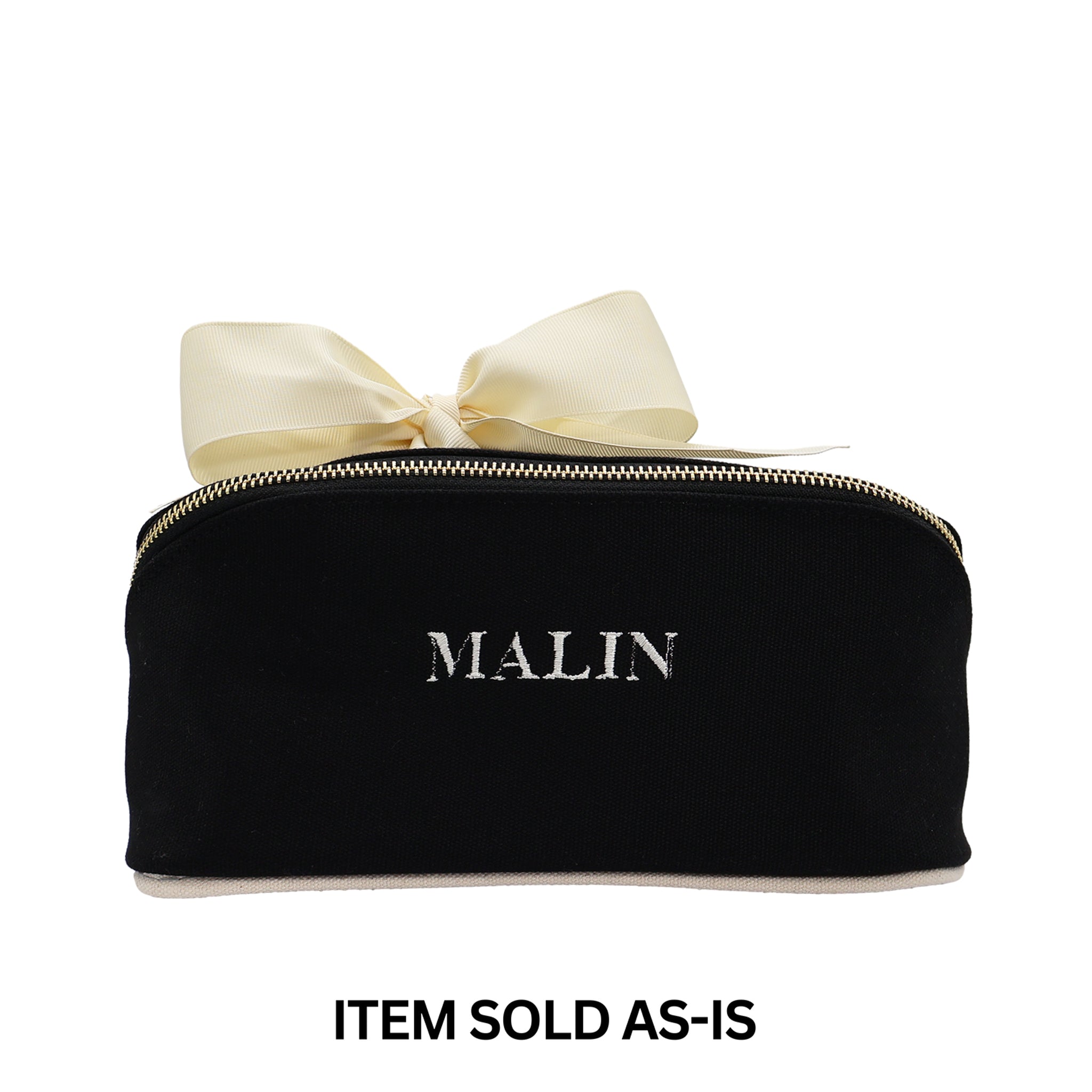 SALES BIN - Accordion Box Makeup & Toiletry – Black with personalized silver embroidery and elegant cream bow for chic travel organization by Bag-all