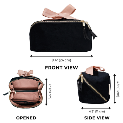 Organisierte Schminktasche, erweiterbar – Öko-Samt – Schwarz