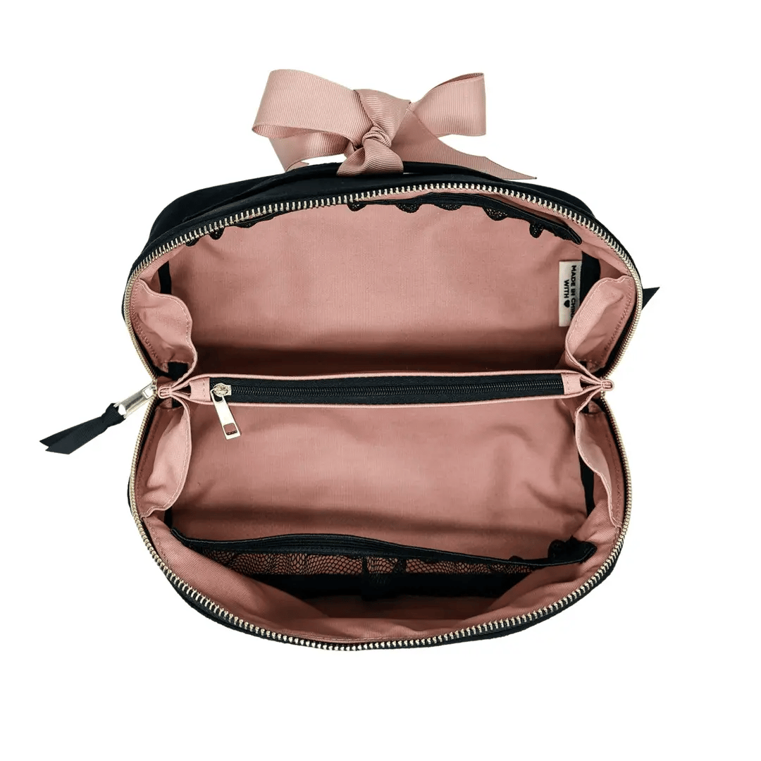 Organisierte Schminktasche, erweiterbar – Öko-Samt – Schwarz