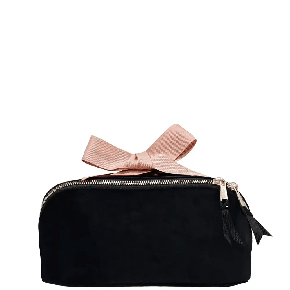 Accordion Box Makeup & Toiletry – Velvet – Jetset Black by Bag-all black velvet travel organizer with pink bow