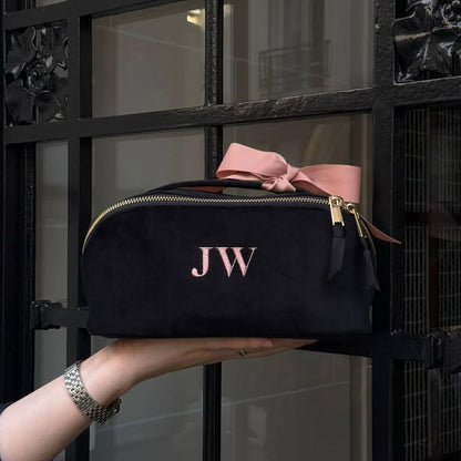 حقيبة تنظيم مستحضرات التجميل، قابلة للتوسيع – مخمل صديق للبيئة – أسود