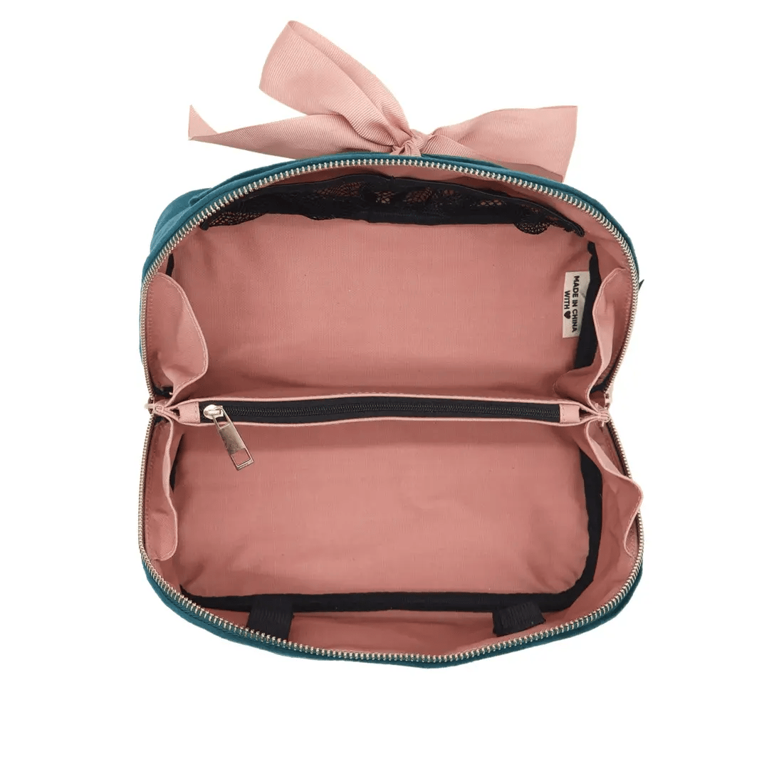 Accordion Box Makeup & Toiletry – Eco Velvet – Aqua Teal