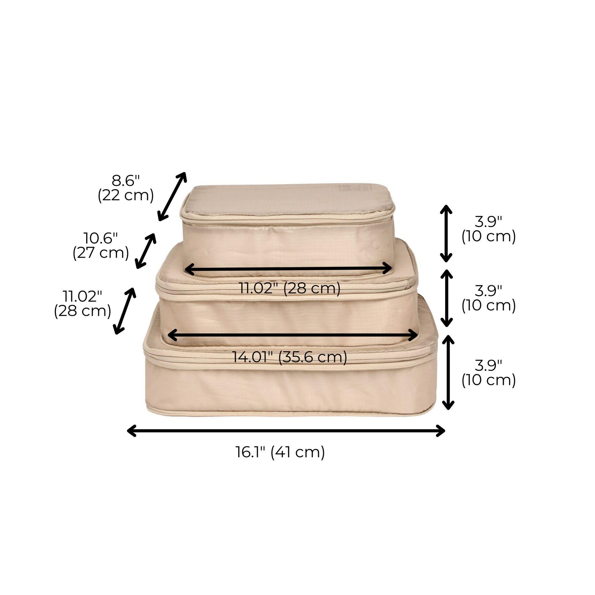 Compression Cubes & Packing Bags Set, 8-pack, Taupe | Bag-all