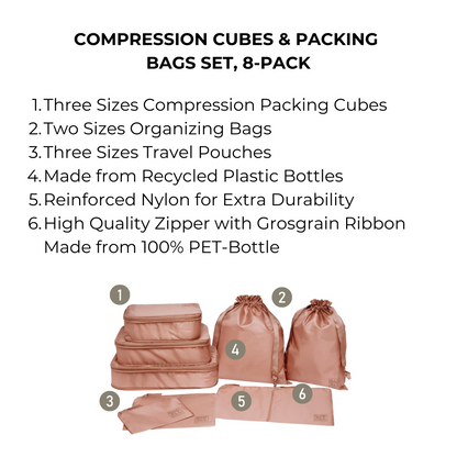 Compression Cubes & Packing Bags Set, 8-pack, Pink/Blush | Bag-all