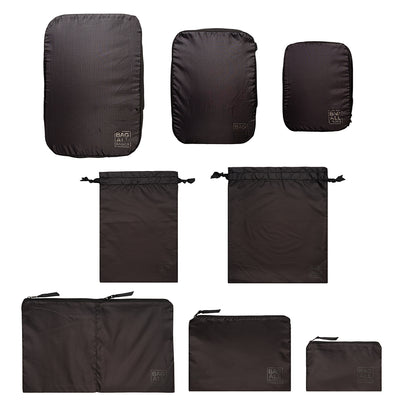 Set aus Kompressionswürfeln und Packbeuteln, 8er-Pack, Schwarz