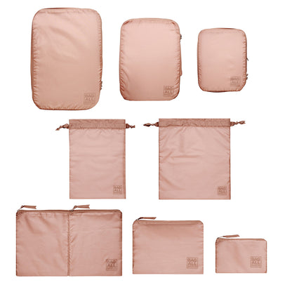 Set di cubi a compressione e sacchetti da imballaggio, confezione da 8, rosa/cipria