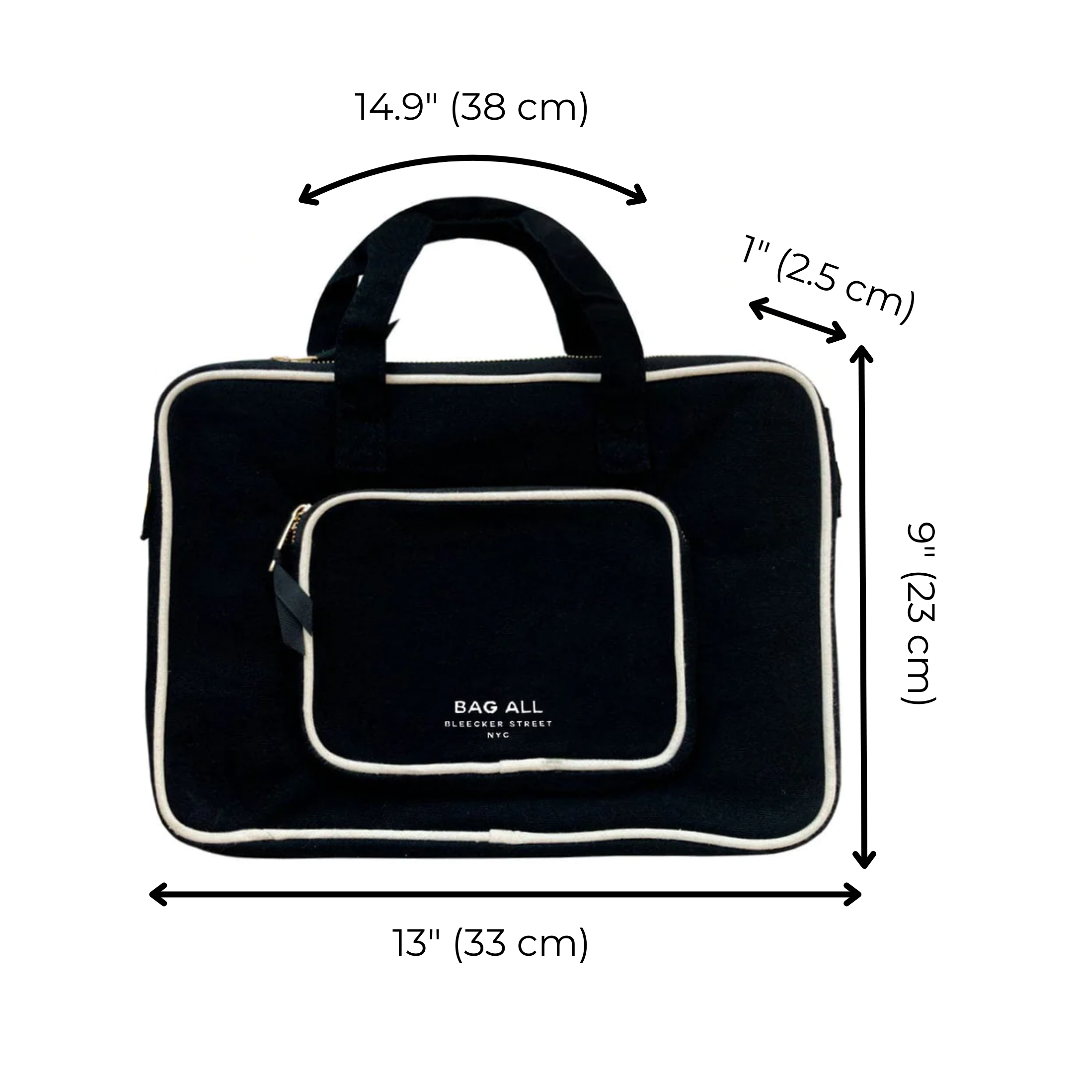 Laptop Case 13", Chain & Charger Pocket, Black | Bag-all