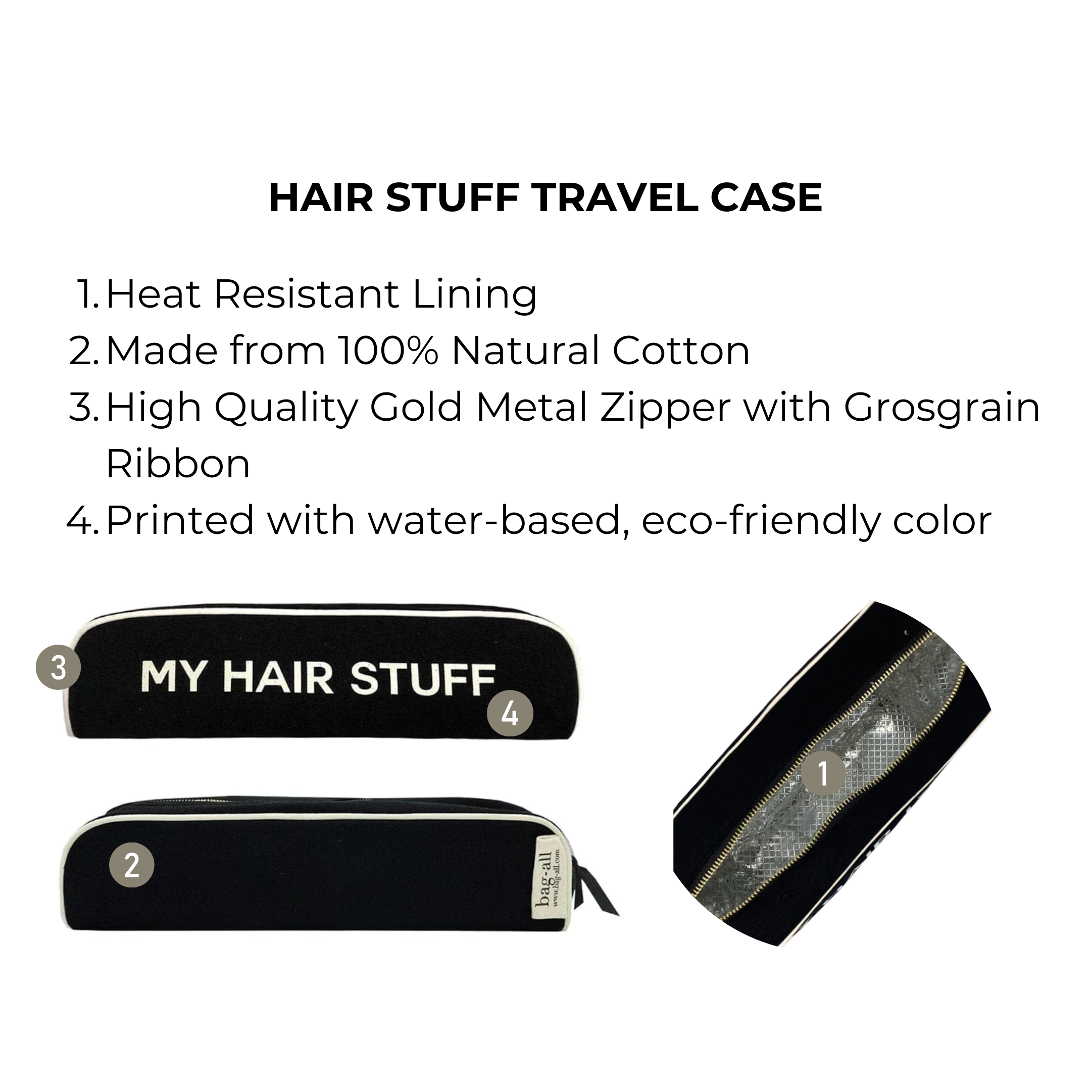 Hair Stuff Travel Case, Black | Bag-all