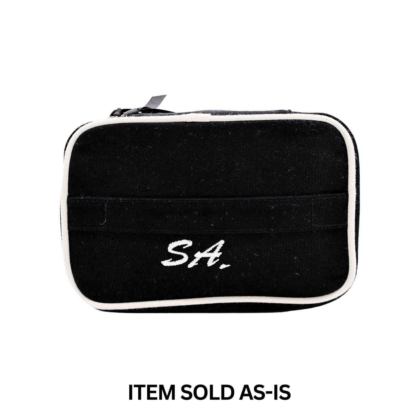 Black grooming toiletry case with incomplete white SA monogram Bag-all final sale item sold as is