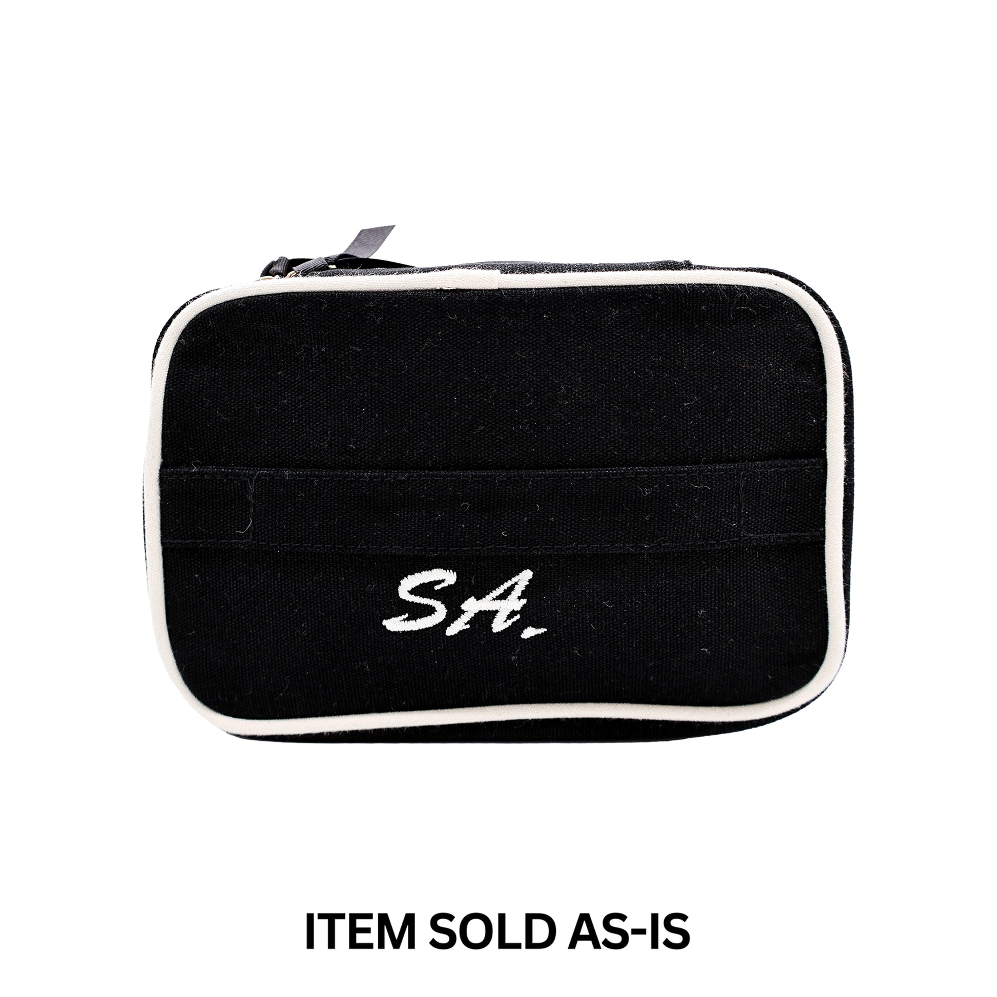 Black grooming toiletry case with incomplete white SA monogram Bag-all final sale item sold as is