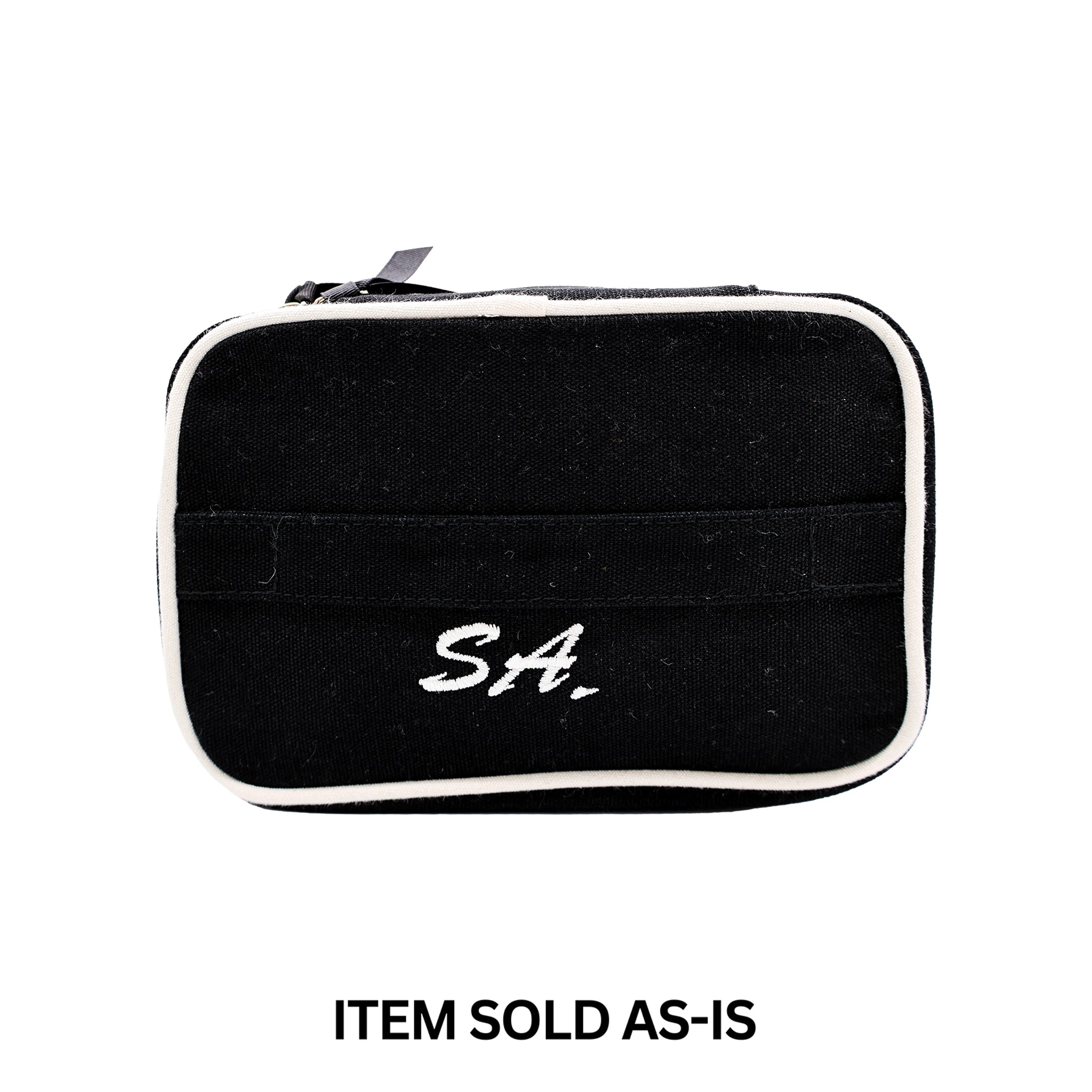 Black grooming toiletry case with incomplete white SA monogram Bag-all final sale item sold as is