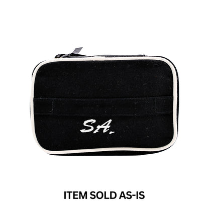 Black grooming toiletry case with incomplete white SA monogram Bag-all final sale item sold as is