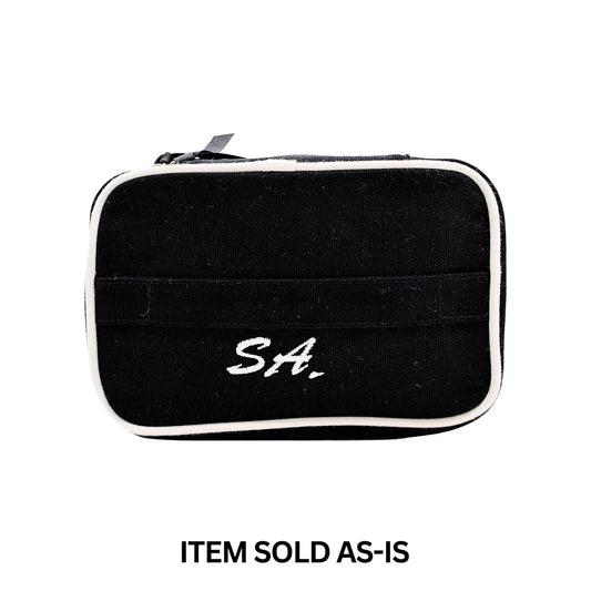 Black grooming toiletry case with incomplete white SA monogram Bag-all final sale item sold as is