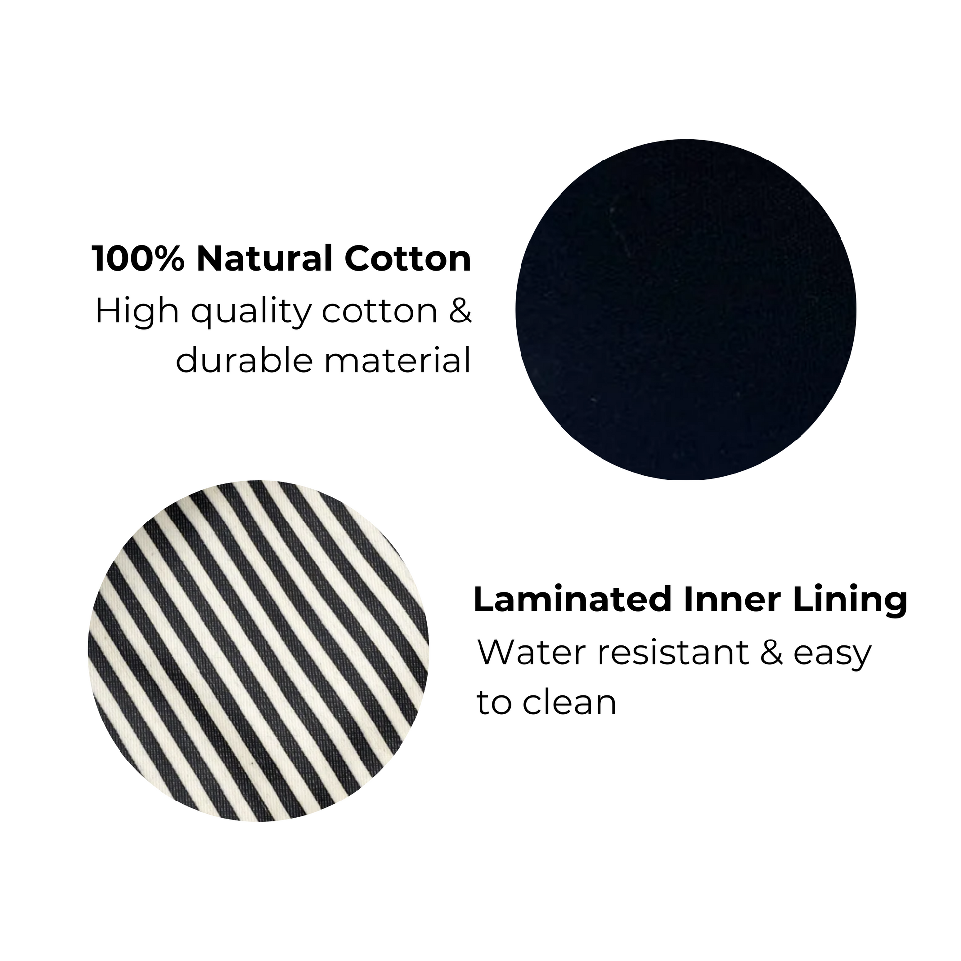 Bag-all Double Sided Tech Case in Black features 100% natural cotton exterior and striped laminated water-resistant interior, showcasing material quality and durability specifications