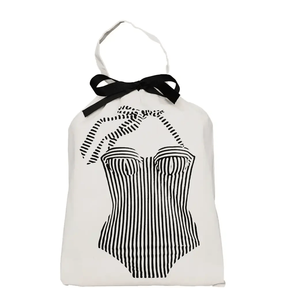Bretagne Swimsuit Travel Bag – Cream by Bag-all white cotton swimwear organizer with corset print