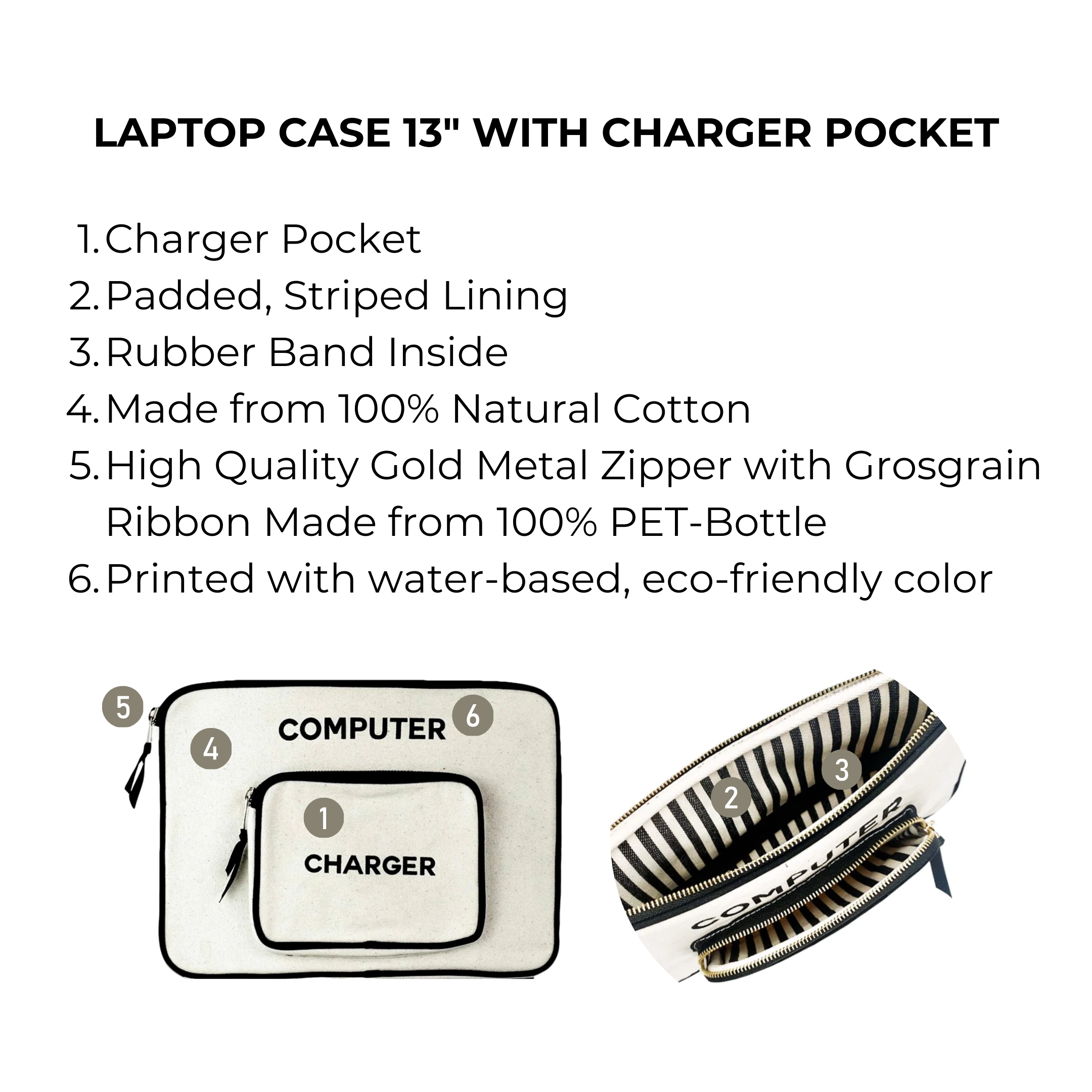 Laptop Case, Charger Pocket, 13" Cream | Bag-all