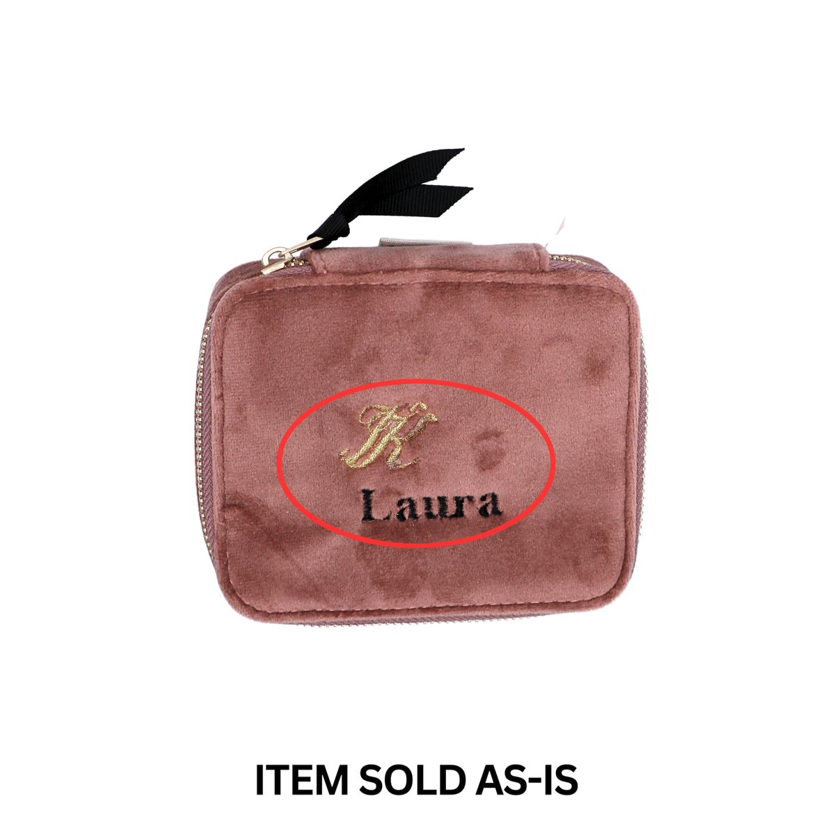 SALES BIN – Cute Jewellery Box, Monogrammable – Velvet – Blush Pink