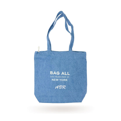 New York City Tote with Zipper and Inside Pocket, Denim | Bag-all