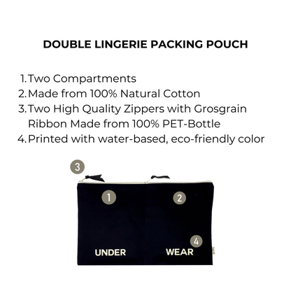 Double Lingerie Packing Pouch, Black | Bag-all