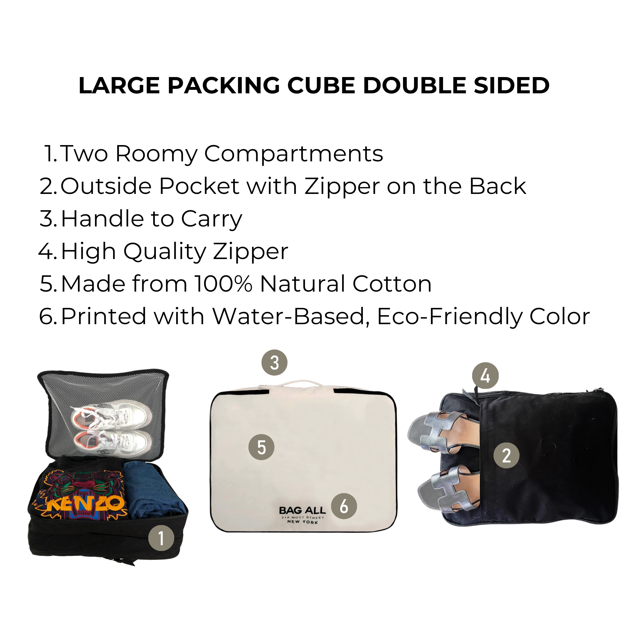 Large Packing Cube, Double Sided, Cream | Bag-all
