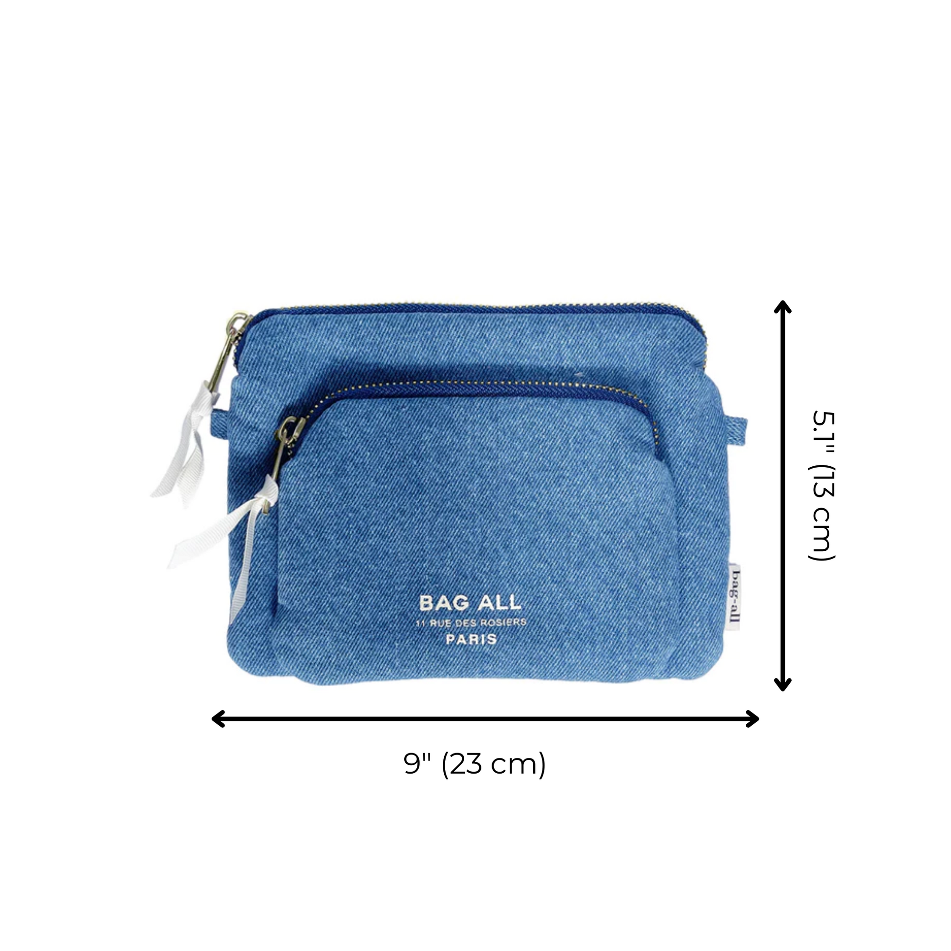 Padded Trinket Pouch Double Pocket, Denim | Bag-all