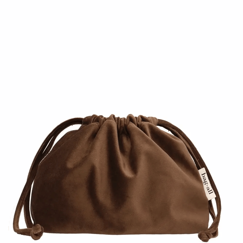 Jolie pochette à cordon pour écouteurs/accessoires technologiques – Velours – Espresso Brown