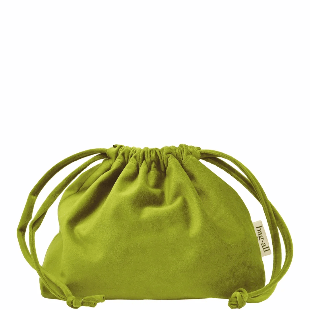 Süße Kopfhörer-/Technik-Tasche mit Kordelzug – Öko-Samt – Matcha Green