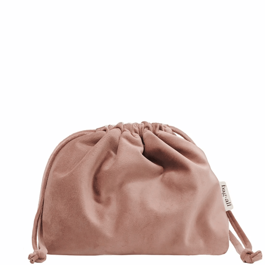 Make-up-Organizer-Tasche mit Kordelzug – Öko-Samt – Blush Pink
