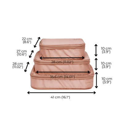 Re-cycled and Reinforced Nylon Compression Packing Cubes, 3-pack Pink/Blush | Bag-all