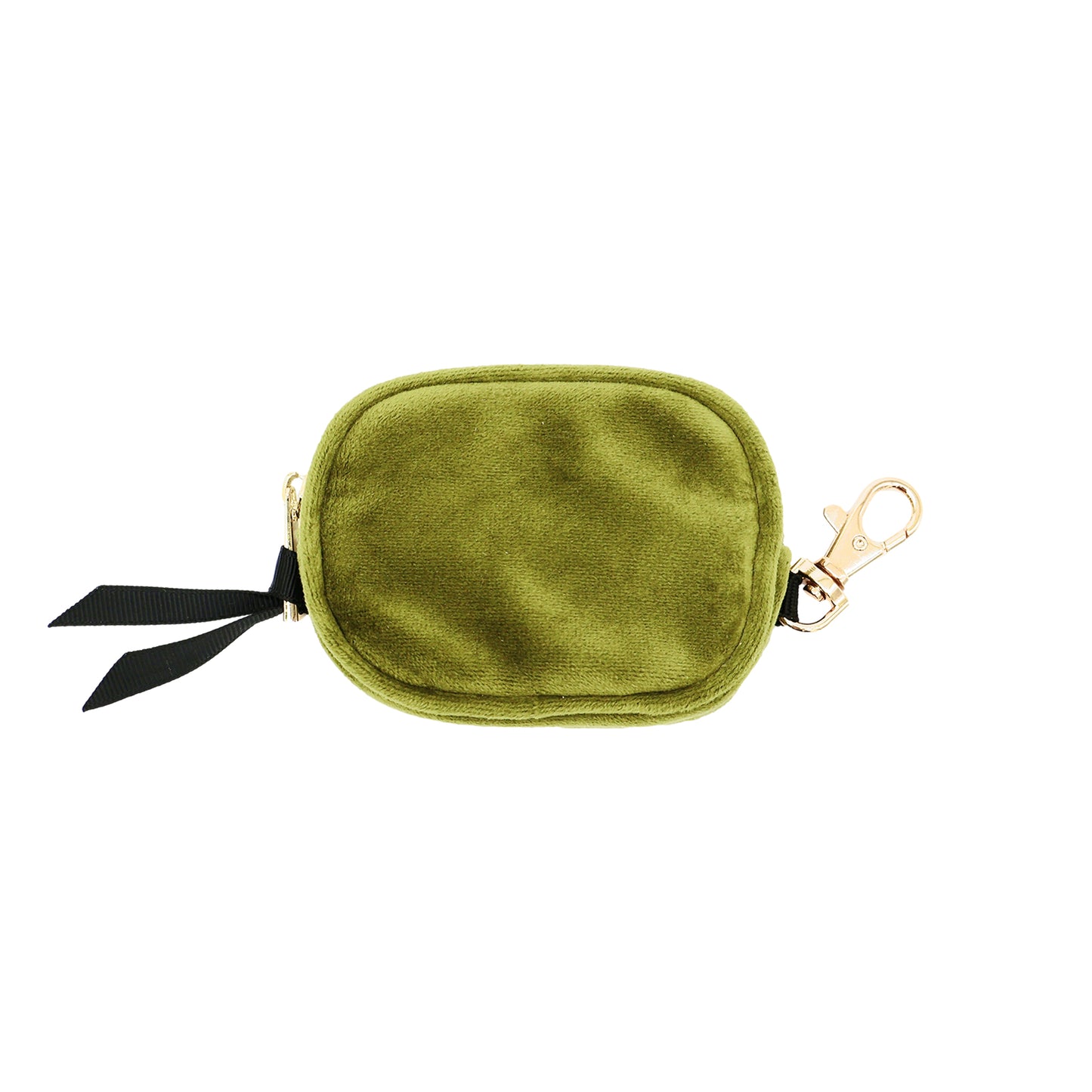 Green velvet Earbuds/AirPods Case with gold clasp, stylish and compact for secure storage on the go