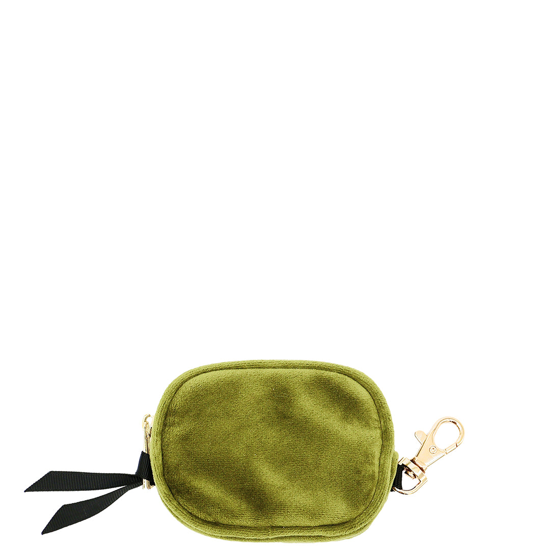 Ohrhörer-Reisetasche mit Verschluss – Öko-Samt – Grün