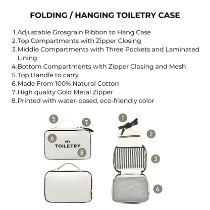 Folding/Hanging Toiletry Case, Cream | Bag-all