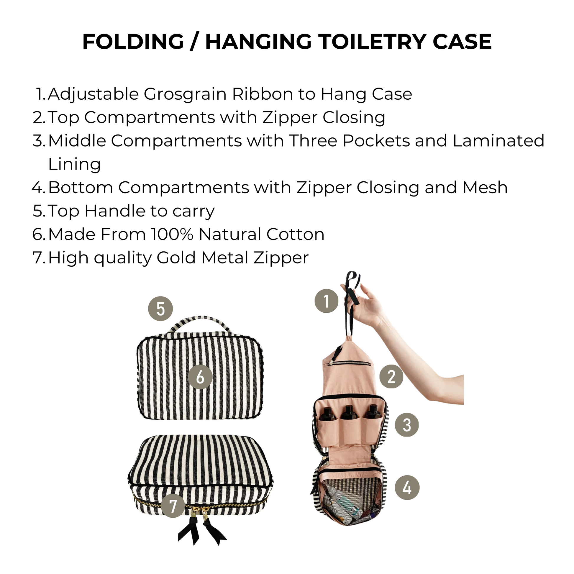 Folding/Hanging Toiletry Case, Striped | Bag-all