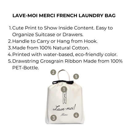 Sac à Linge "Lave-moi Merci", Crème