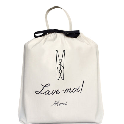 Sac à Linge "Lave-moi Merci", Crème